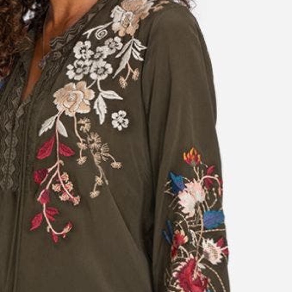 JOHNNY WAS silk Heavily Embroidered FREJA Tassel Peasant Blouse NWT - Picture 10 of 11